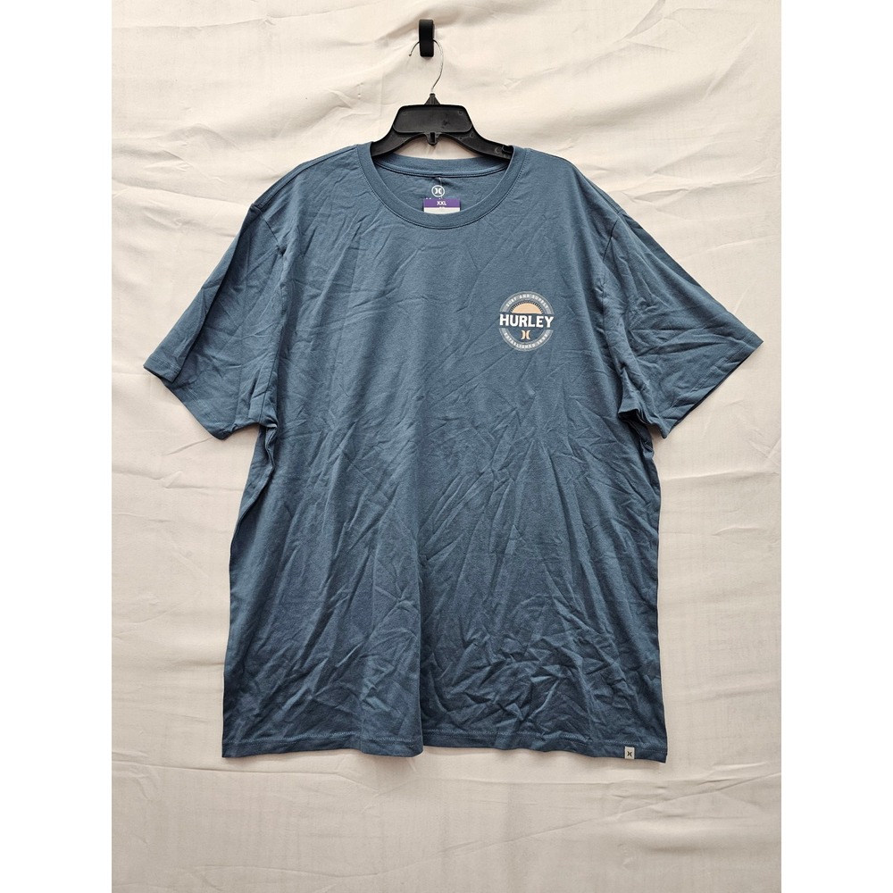 Hurley Mens Surf and Supply Graphic T-Shirt Blue Cotton Casual Size XXL